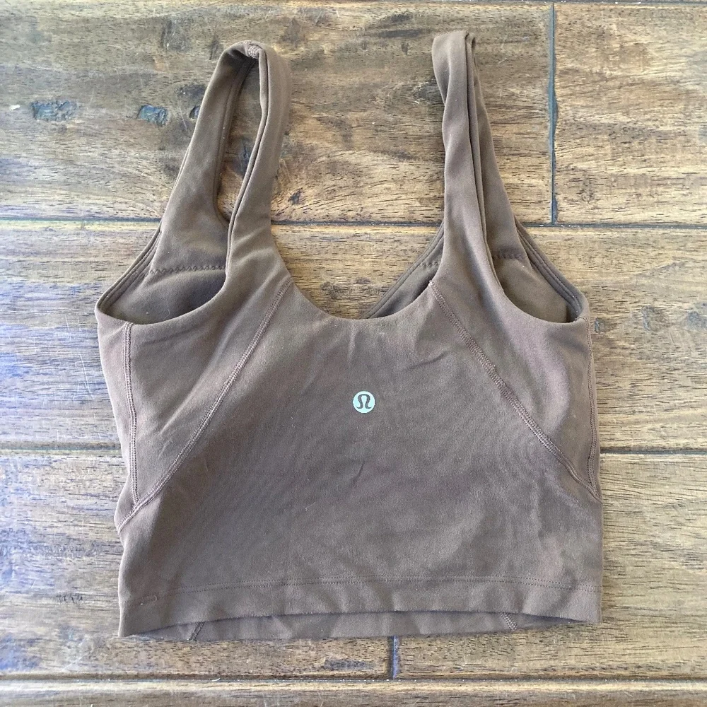 lululemon Align Tank Brown Cropped Built-In Bra V-Neck Sleeveless Size 2